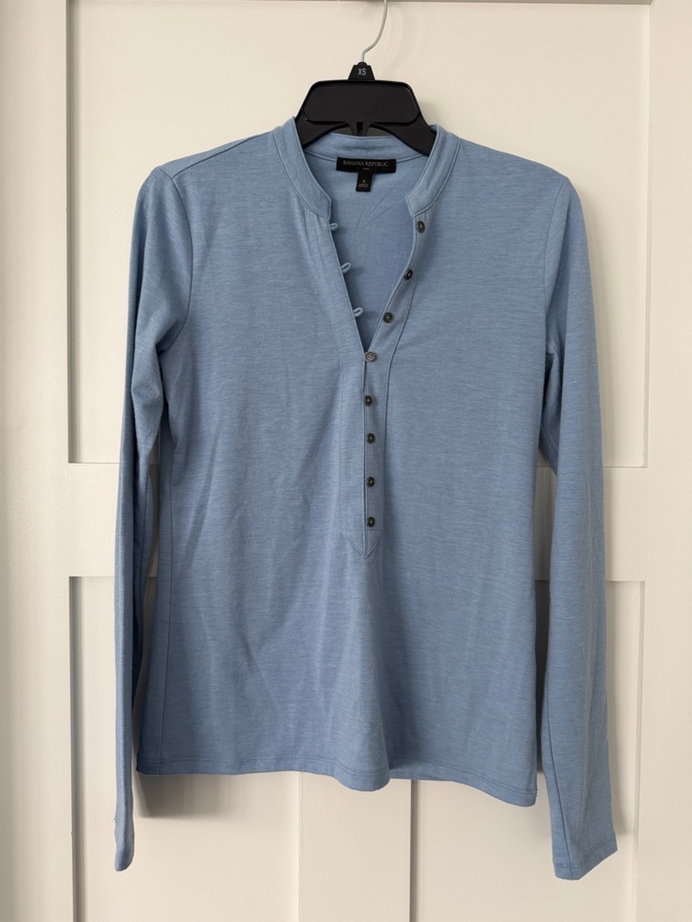 Banana Republic Dusty Blue Henley Long Sleeve Top